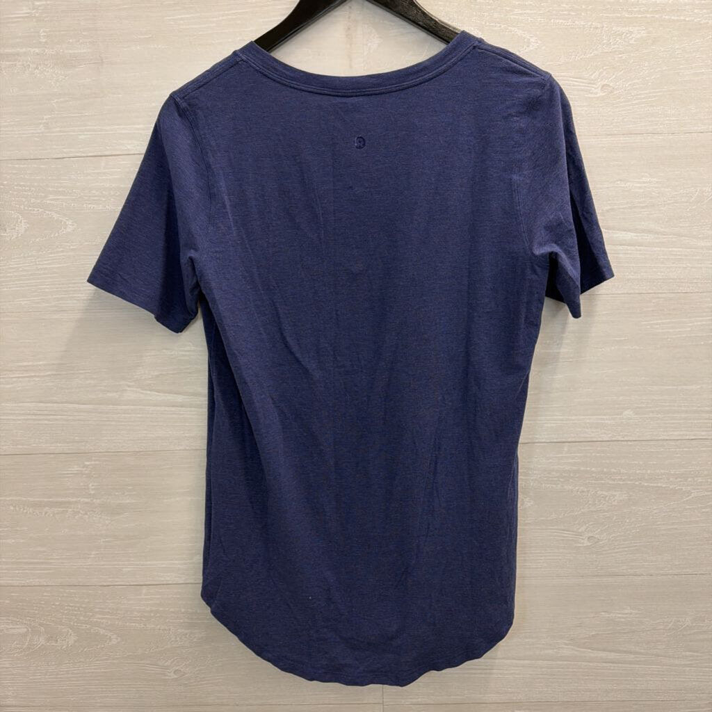Lululemon Blue Short Sleeve V Neck Athletic Top Medium