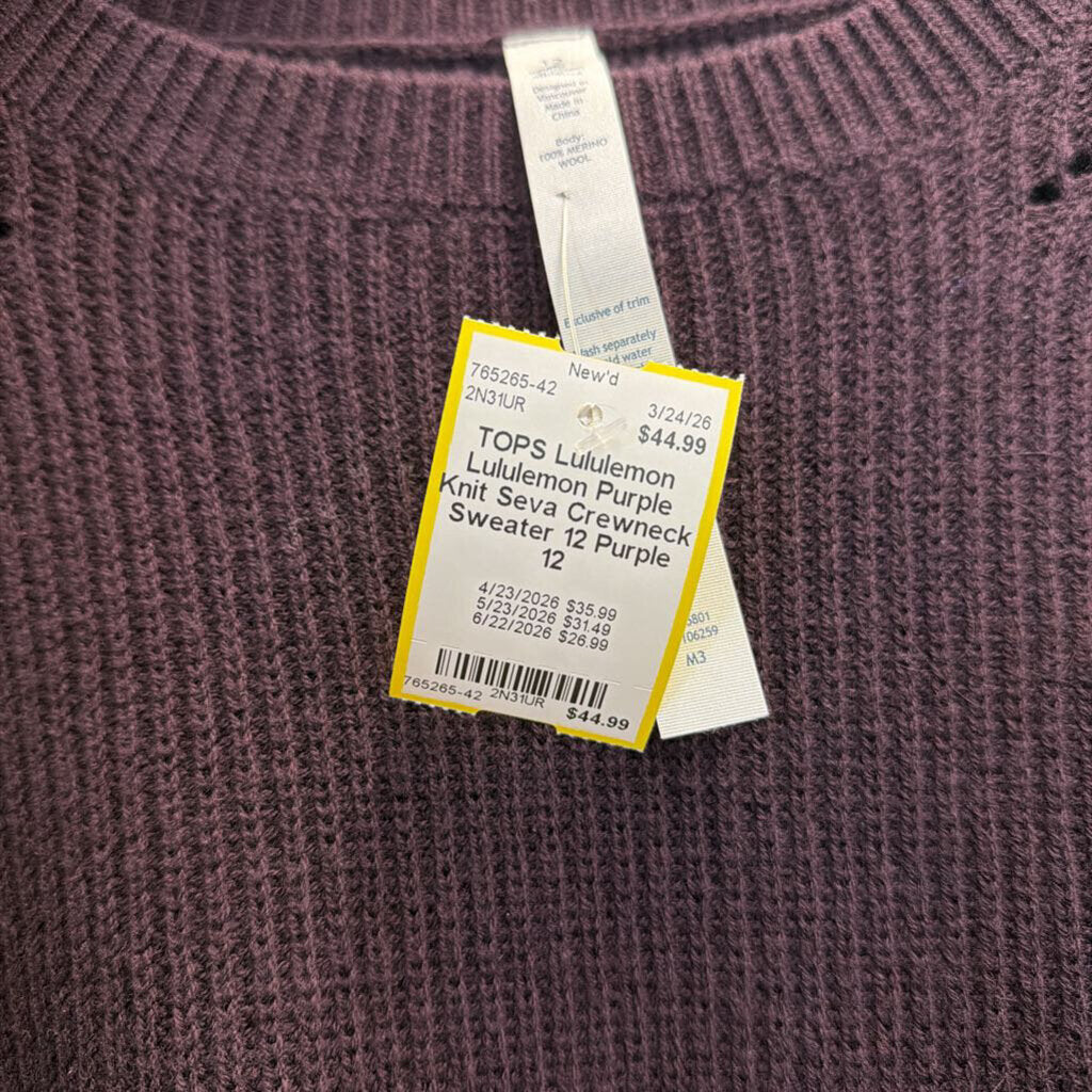 Lululemon Purple Knit Seva Crewneck Sweater 12