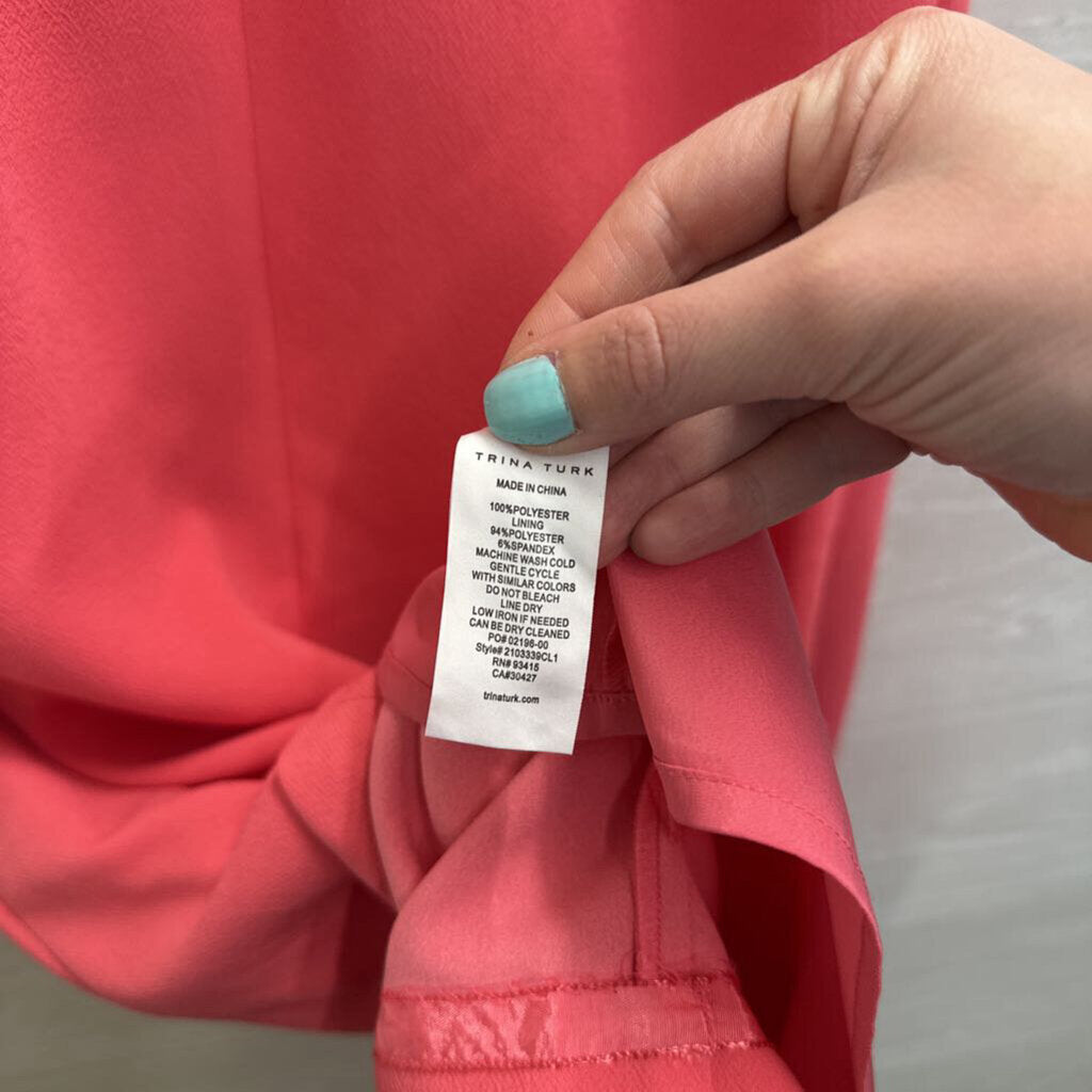 Trina Turk Pink High Neck Bow Detail Dress 8