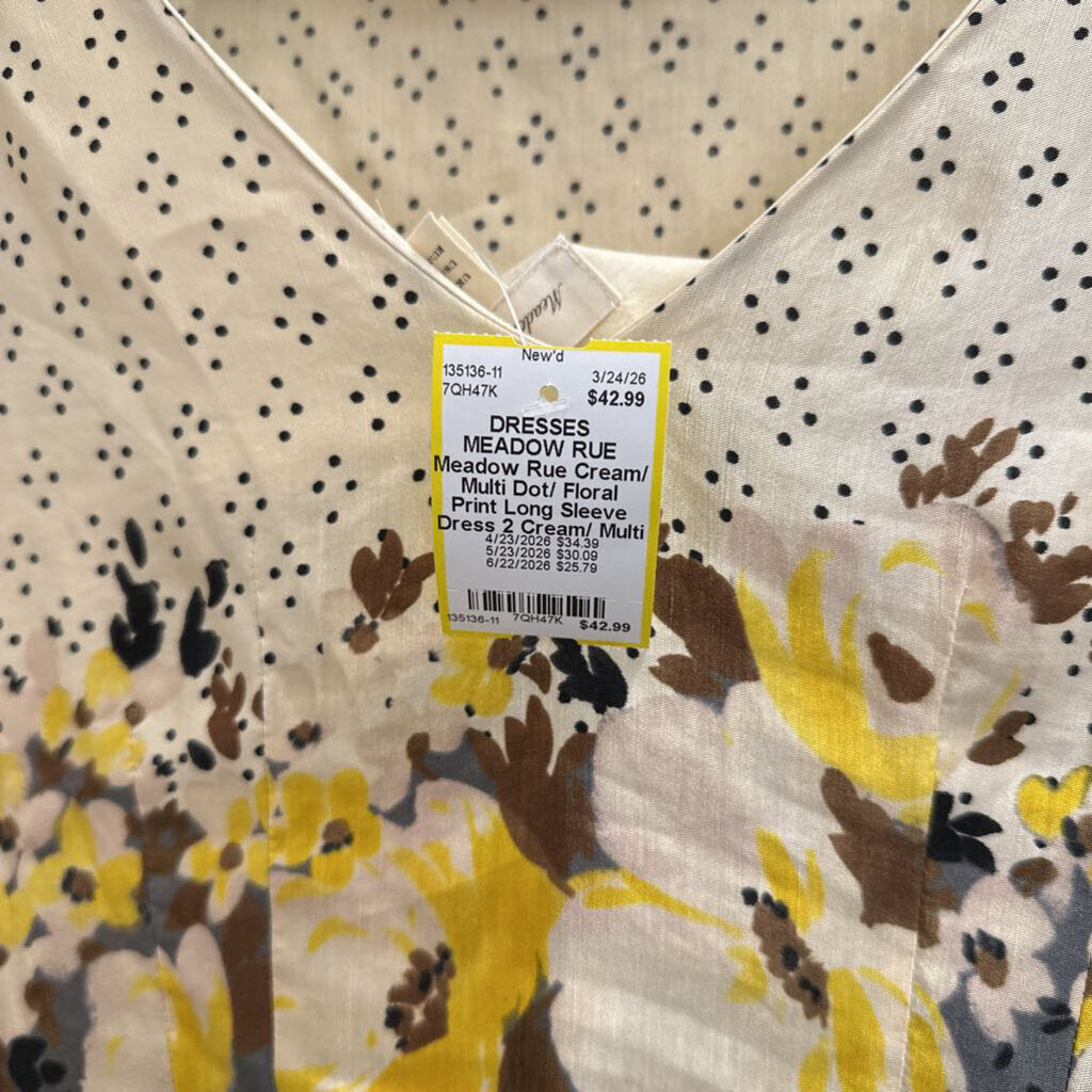 Meadow Rue Cream/ Multi Dot/ Floral Print Long Sleeve Dress 2