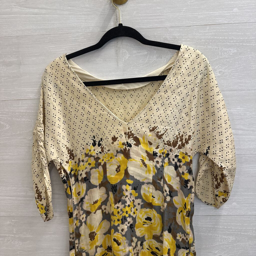 Meadow Rue Cream/ Multi Dot/ Floral Print Long Sleeve Dress 2