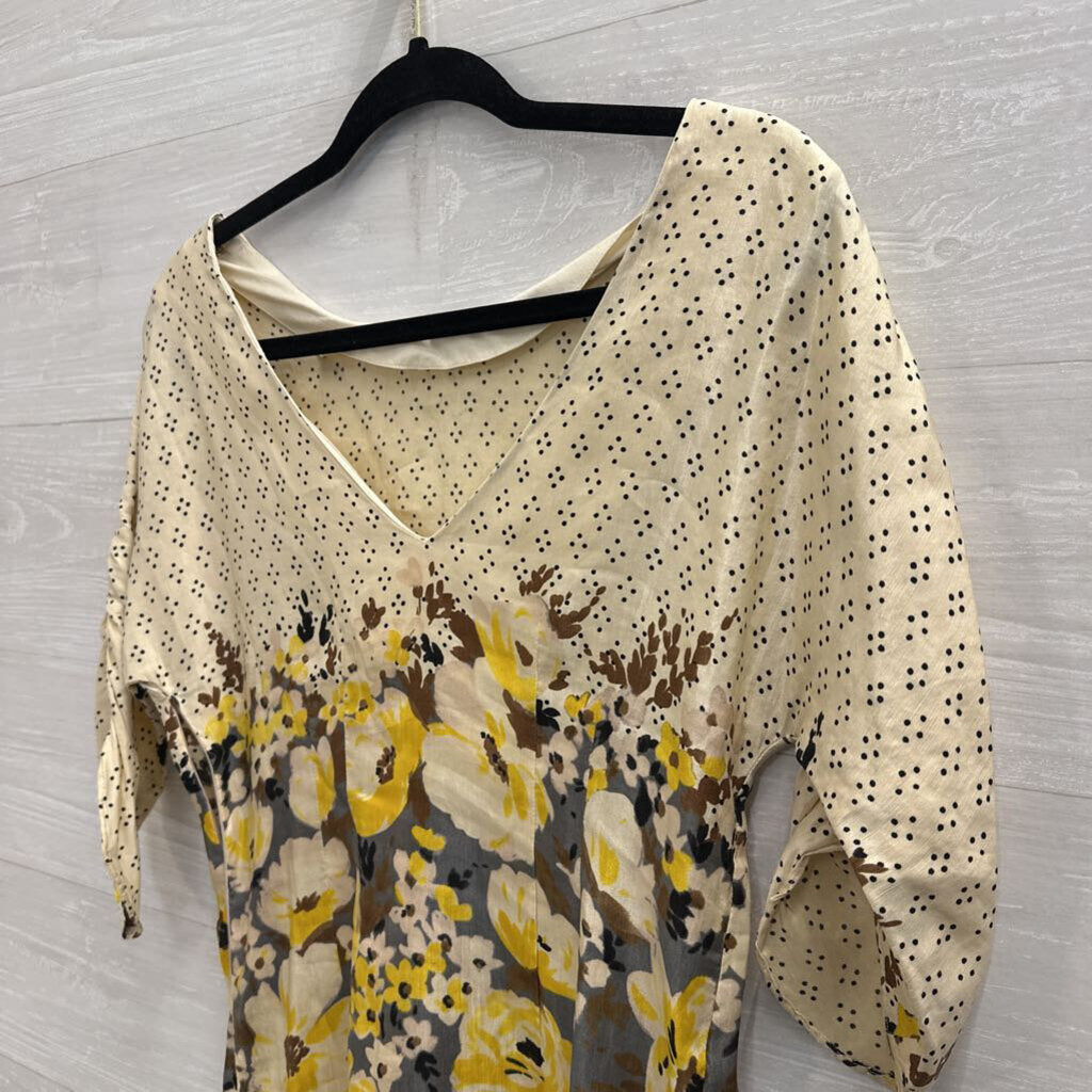Meadow Rue Cream/ Multi Dot/ Floral Print Long Sleeve Dress 2