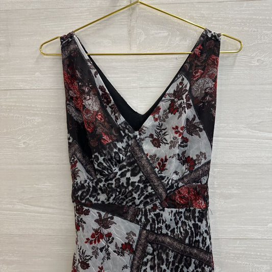 Zoey Beth Brown/ Blue/ Multi Print Sleeveless Maxi Dress Medium