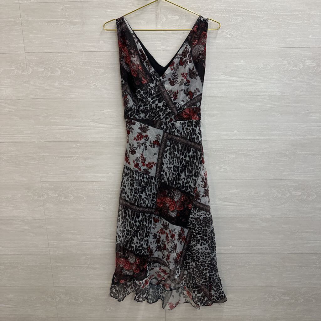 Zoey Beth Brown/ Blue/ Multi Print Sleeveless Maxi Dress Medium