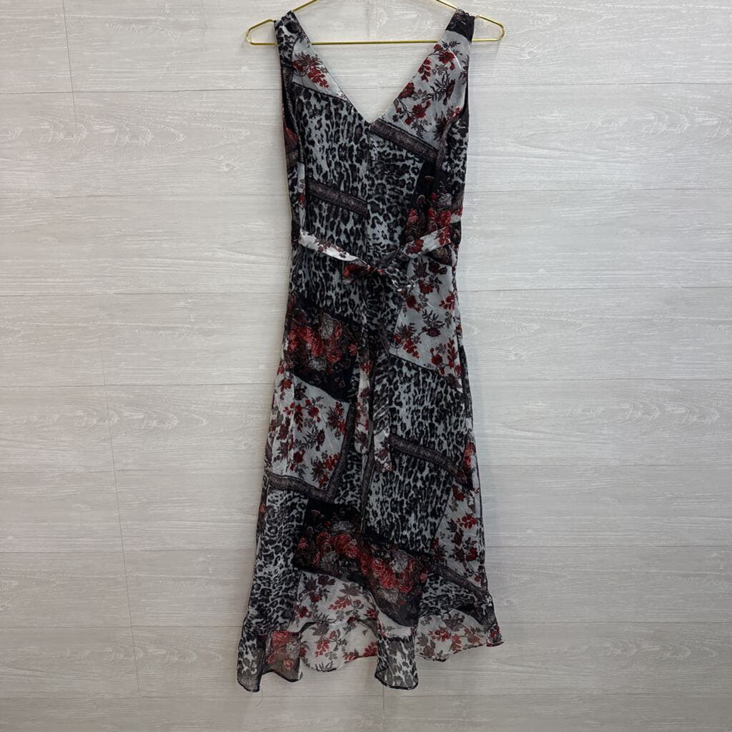 Zoey Beth Brown/ Blue/ Multi Print Sleeveless Maxi Dress Medium