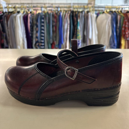 Dansko Burgundy Leather Marvelle Mary Jane Clogs 42