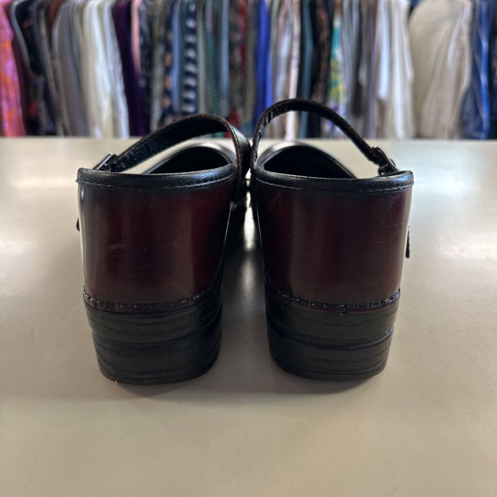 Dansko Burgundy Leather Marvelle Mary Jane Clogs 42