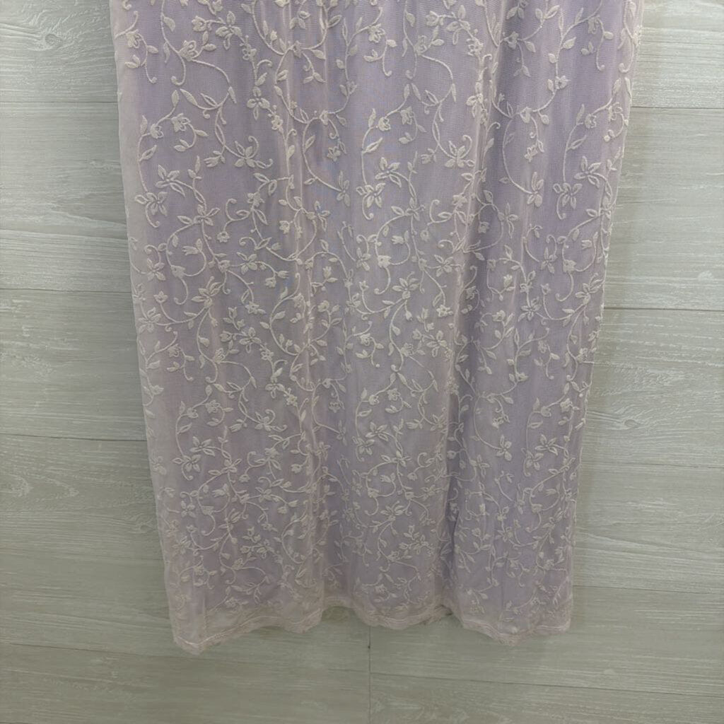 Vintage Up Front Purple/ White Layered Print Maxi Dress 13