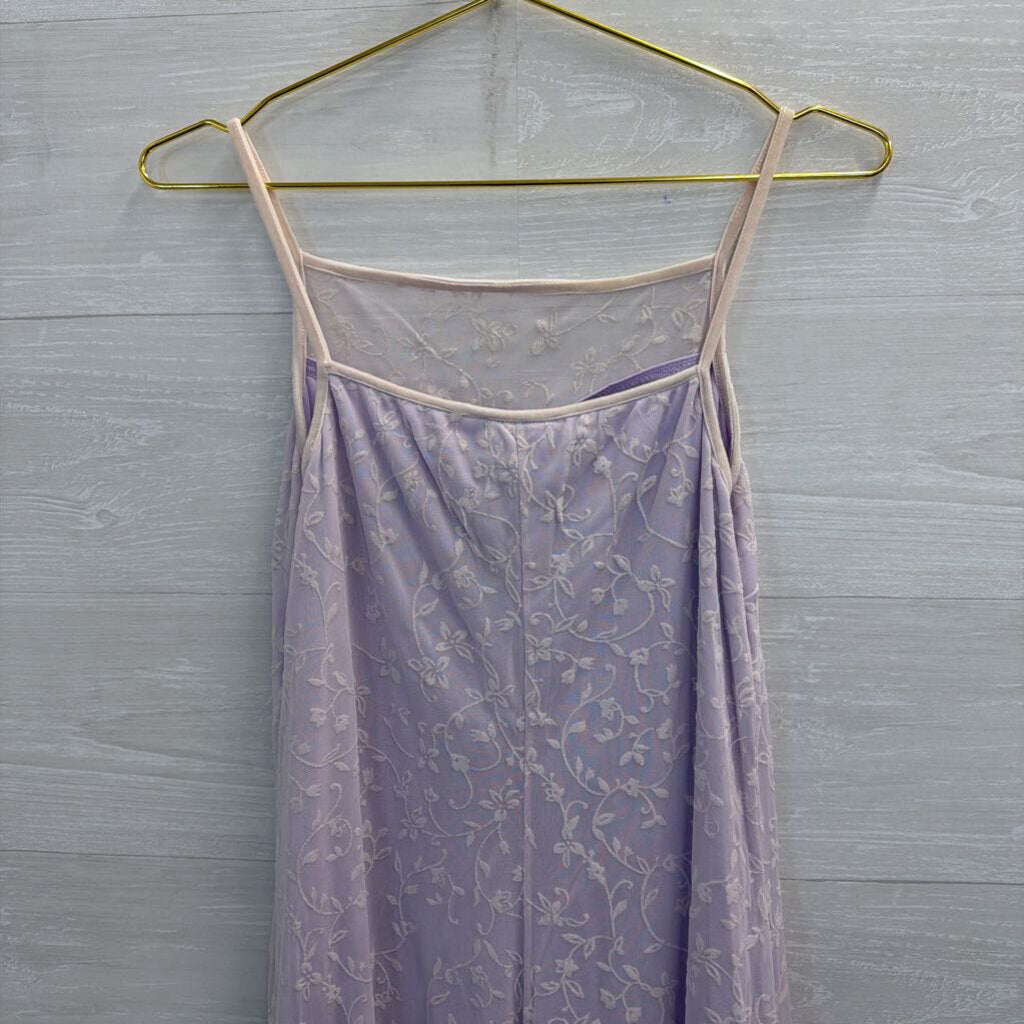 Vintage Up Front Purple/ White Layered Print Maxi Dress 13
