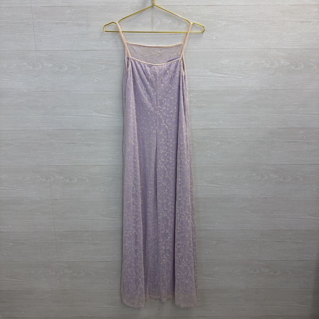 Vintage Up Front Purple/ White Layered Print Maxi Dress 13