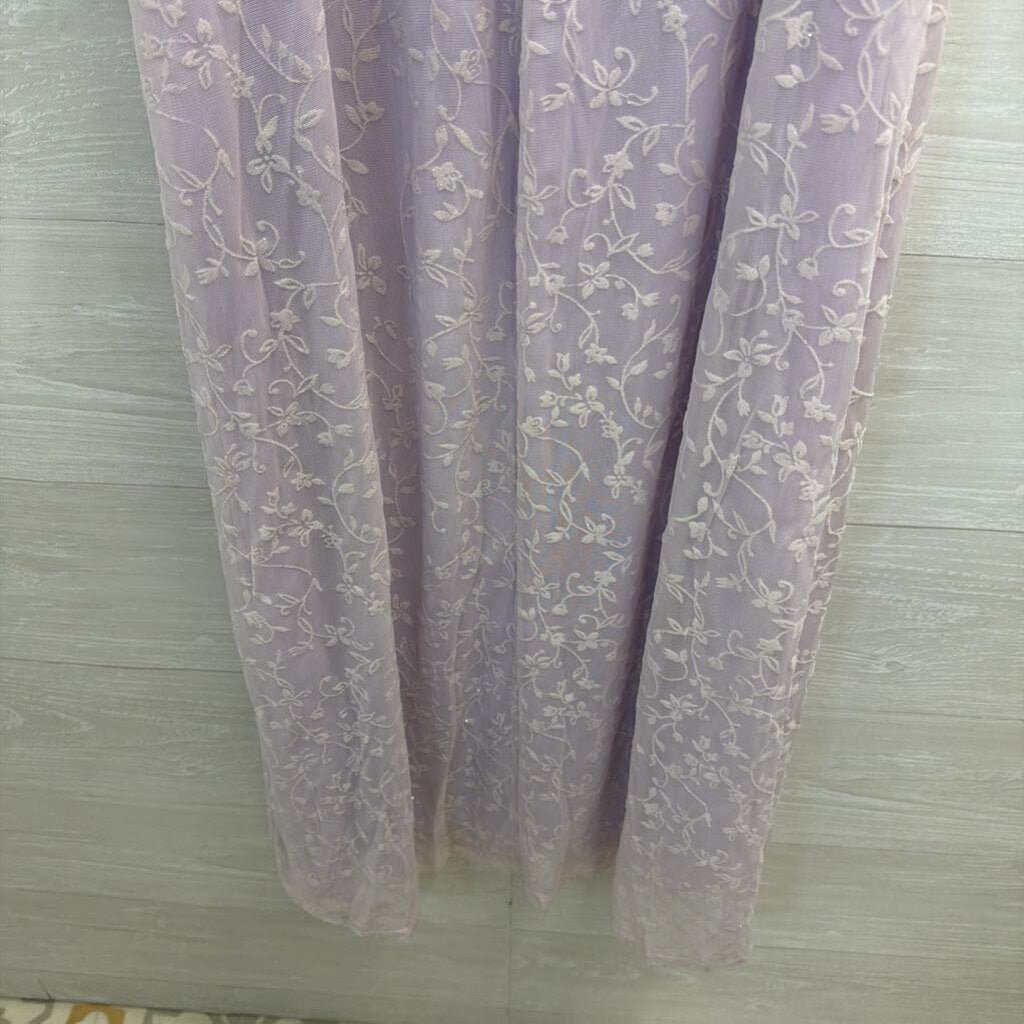 Vintage Up Front Purple/ White Layered Print Maxi Dress 13