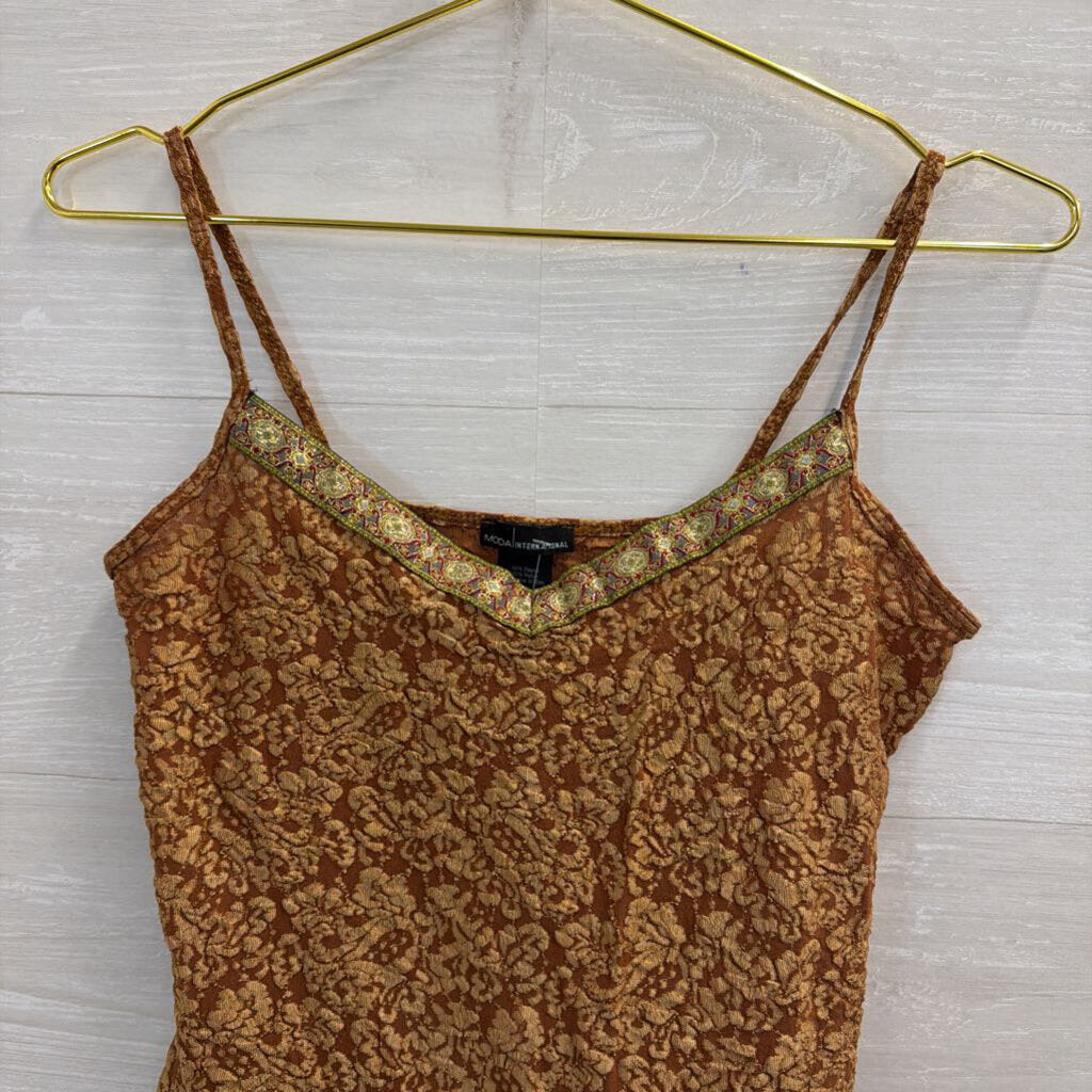 Moda Brown/ Gold Print Tank Top Medium