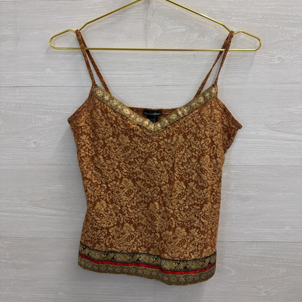 Moda Brown/ Gold Print Tank Top Medium