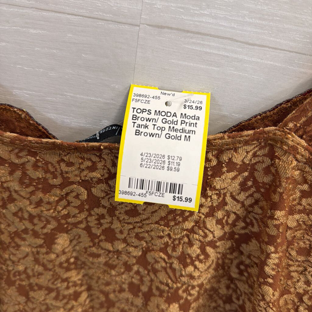 Moda Brown/ Gold Print Tank Top Medium