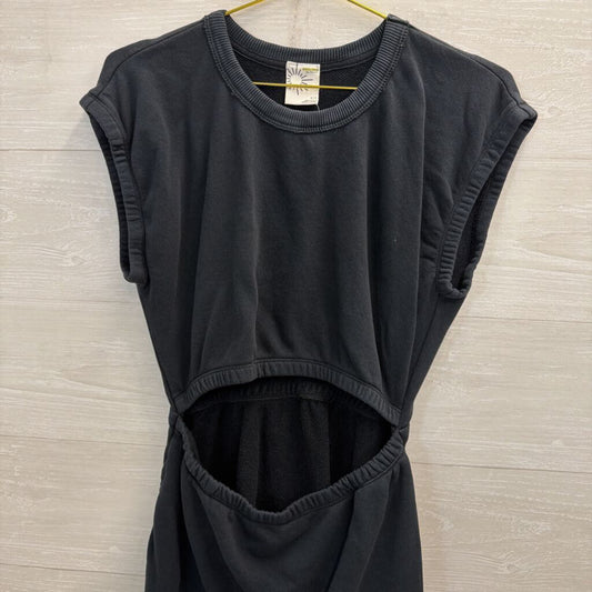 Offline by Aerie Black Short Sleeve Cutout Front Dress Small