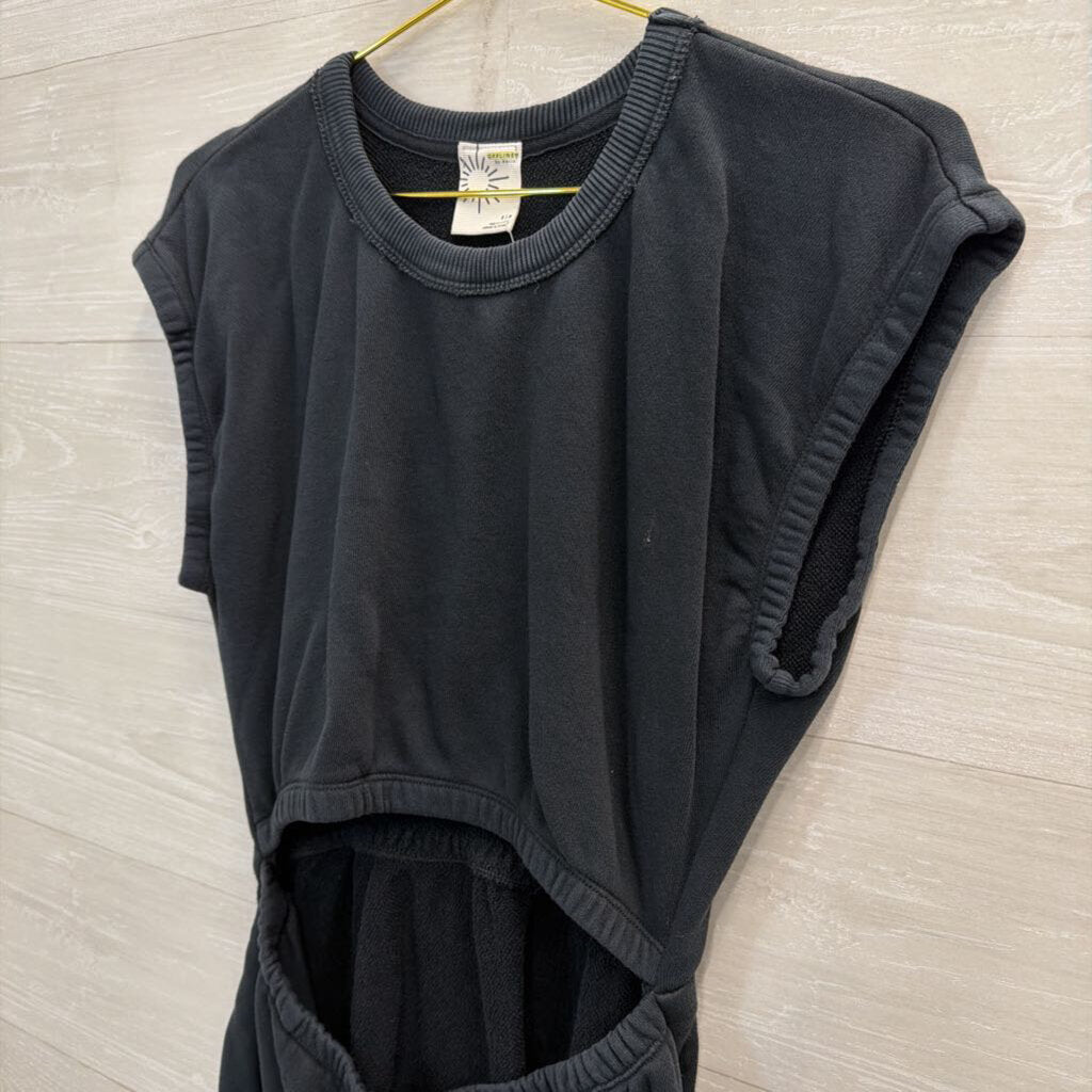 Offline by Aerie Black Short Sleeve Cutout Front Dress Small