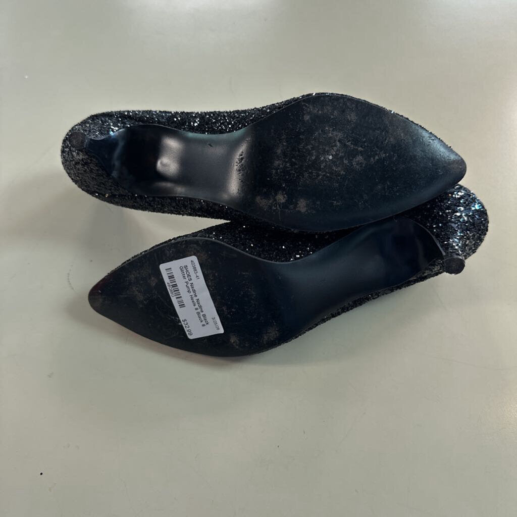Nadine Black Glitter Pump Heels 8
