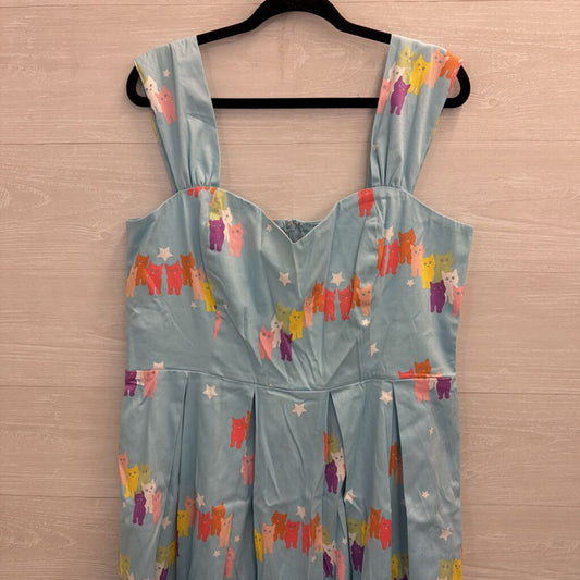 ModCloth X Collectif Blue/ Multi Cat Print Retro Dress Extra Large