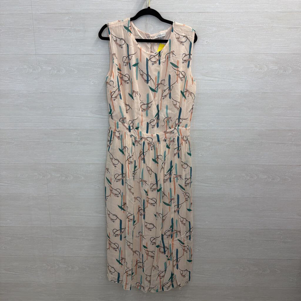 Emily and Fin Blush/ Multi Monkey Print Midi Dress Extra Large