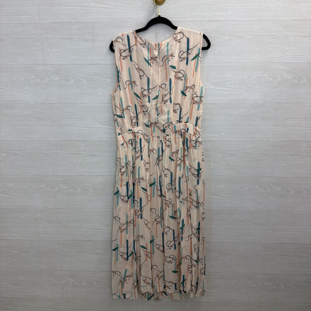 Emily and Fin Blush/ Multi Monkey Print Midi Dress Extra Large