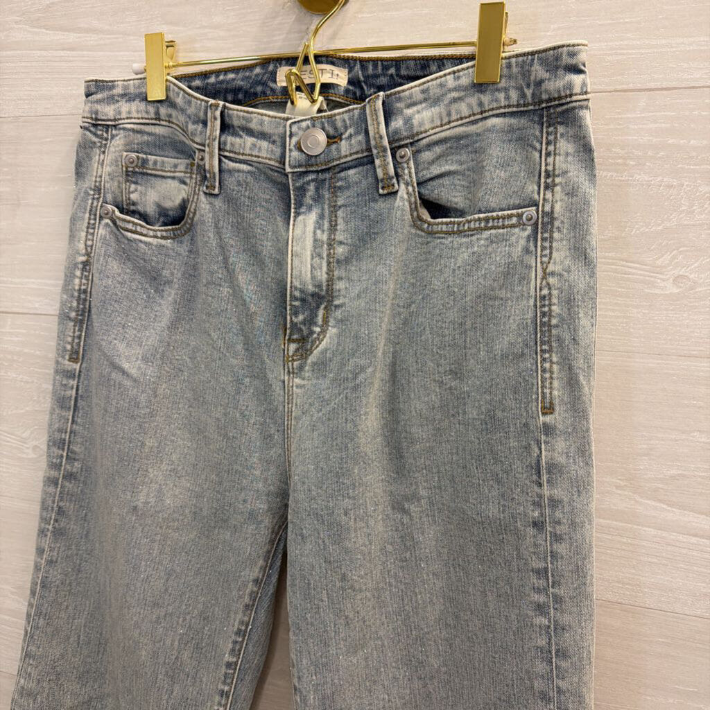 Festi Light Wash Shimmer Flare Leg Jeans 10