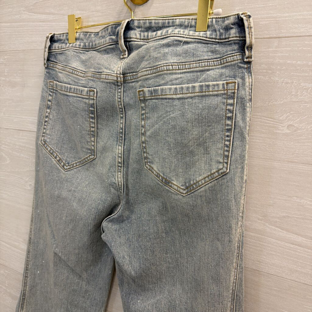 Festi Light Wash Shimmer Flare Leg Jeans 10