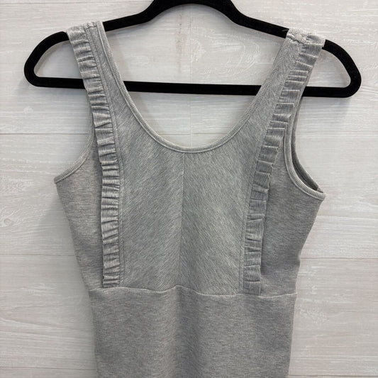 Doe and Rae Grey Ribbed Ruffle Detail Tank Top Small