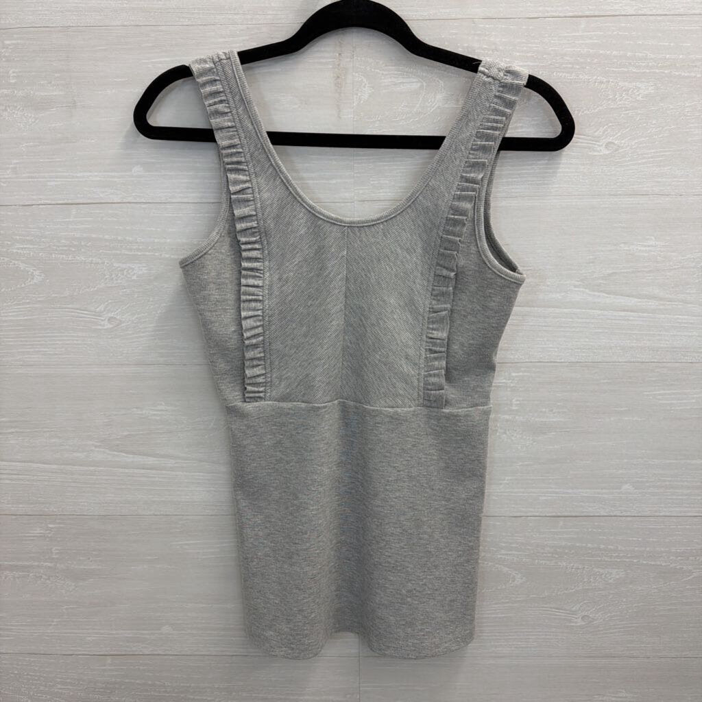 Doe and Rae Grey Ribbed Ruffle Detail Tank Top Small