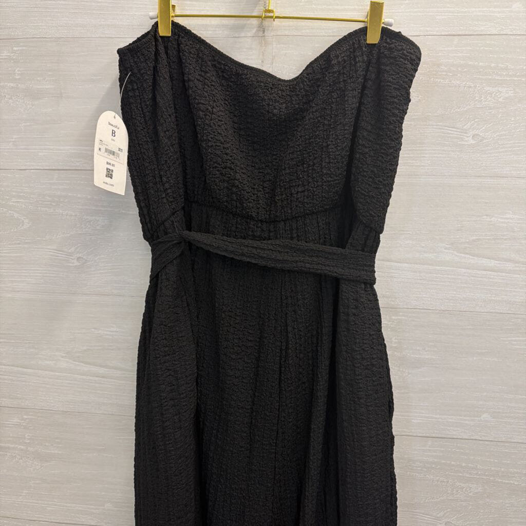Arula Black Textured Strapless Wide Leg Jumpsuit 2X
