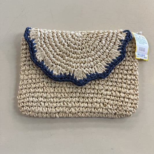 Natural/ Navy Straw Clutch Purse