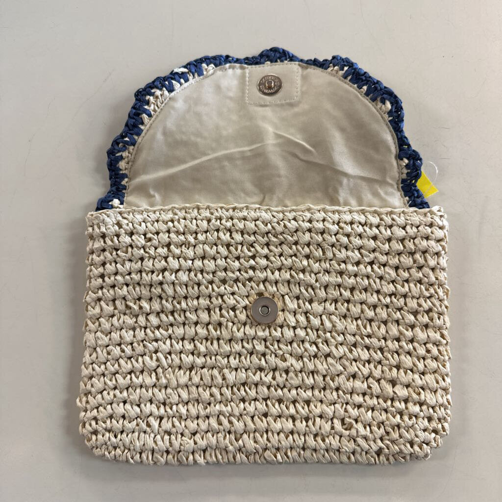 Natural/ Navy Straw Clutch Purse