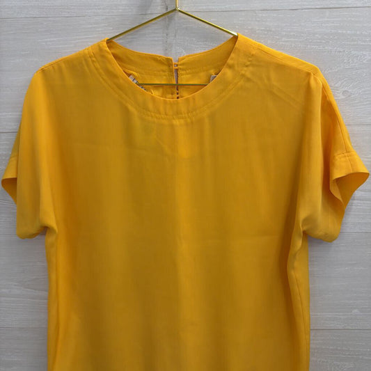 Vintage Leslie Fay Yellow Silky Short Sleeve Top 12