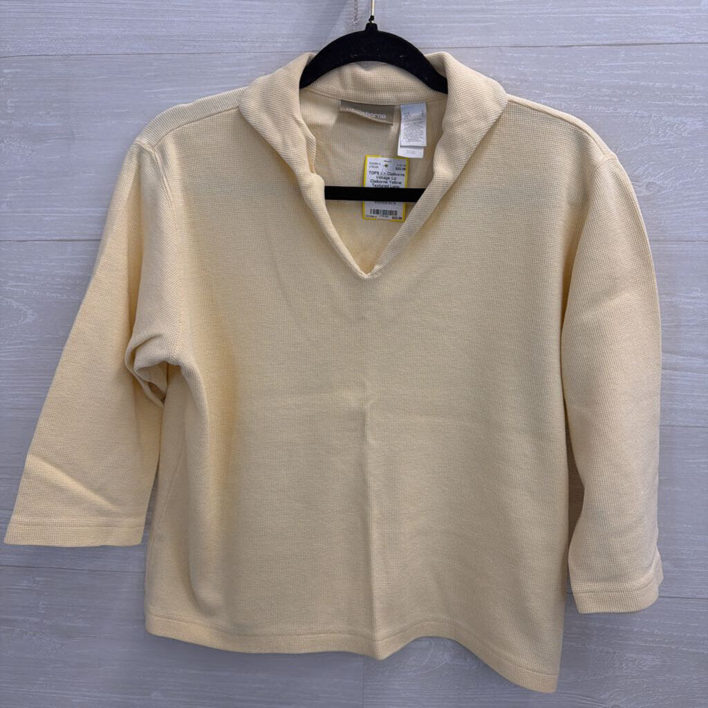 Vintage Liz Claiborne Yellow Textured Long Sleeve Top Large