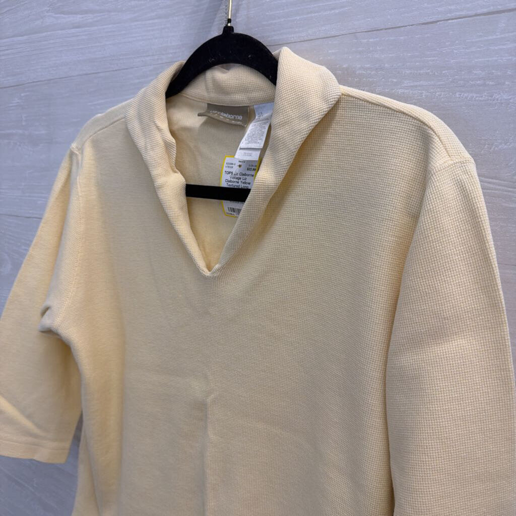 Vintage Liz Claiborne Yellow Textured Long Sleeve Top Large