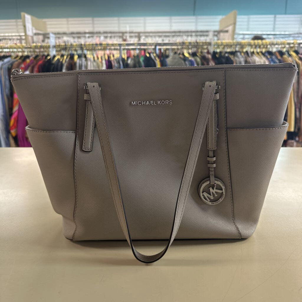 Michael Kors Grey Leather Tote Shoulder Purse