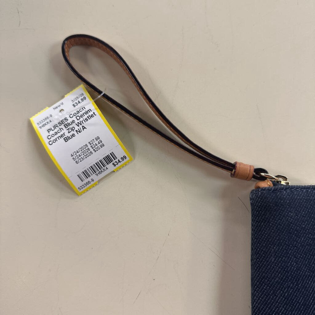 Coach Blue Denim Corner Zip Wristlet