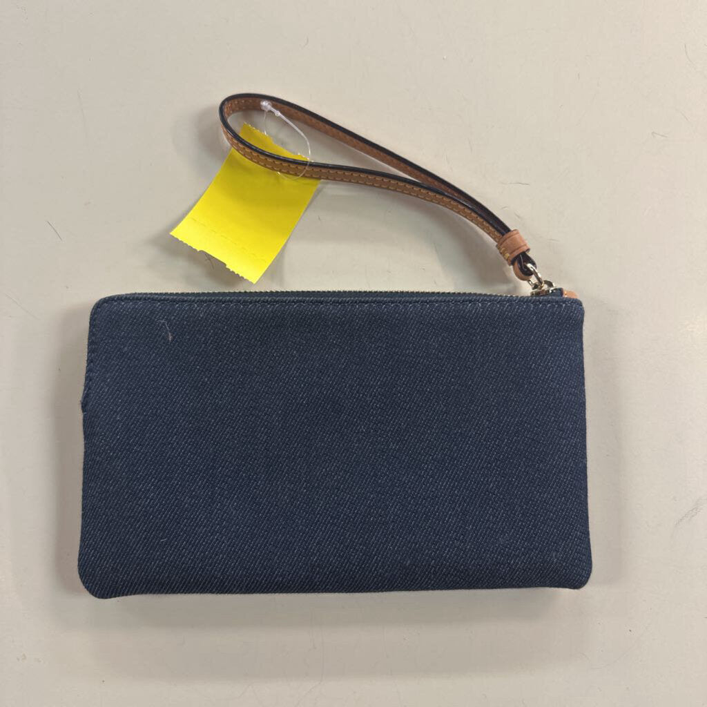 Coach Blue Denim Corner Zip Wristlet