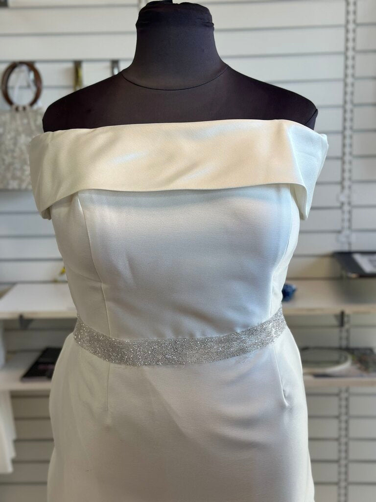 David's Bridal Ivory Off Shoulder Embellished 24W