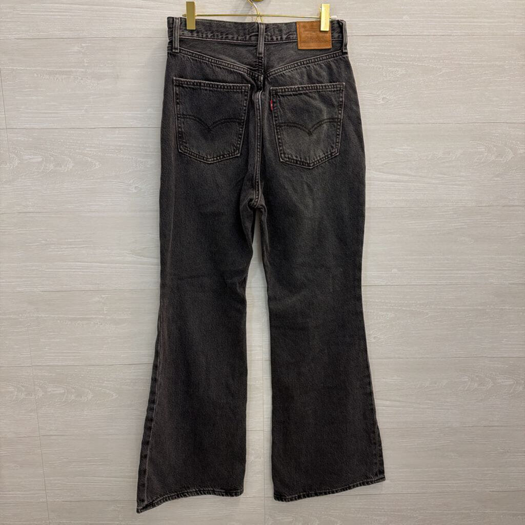 Levi Black 70s High Flare Denim Jeans 28