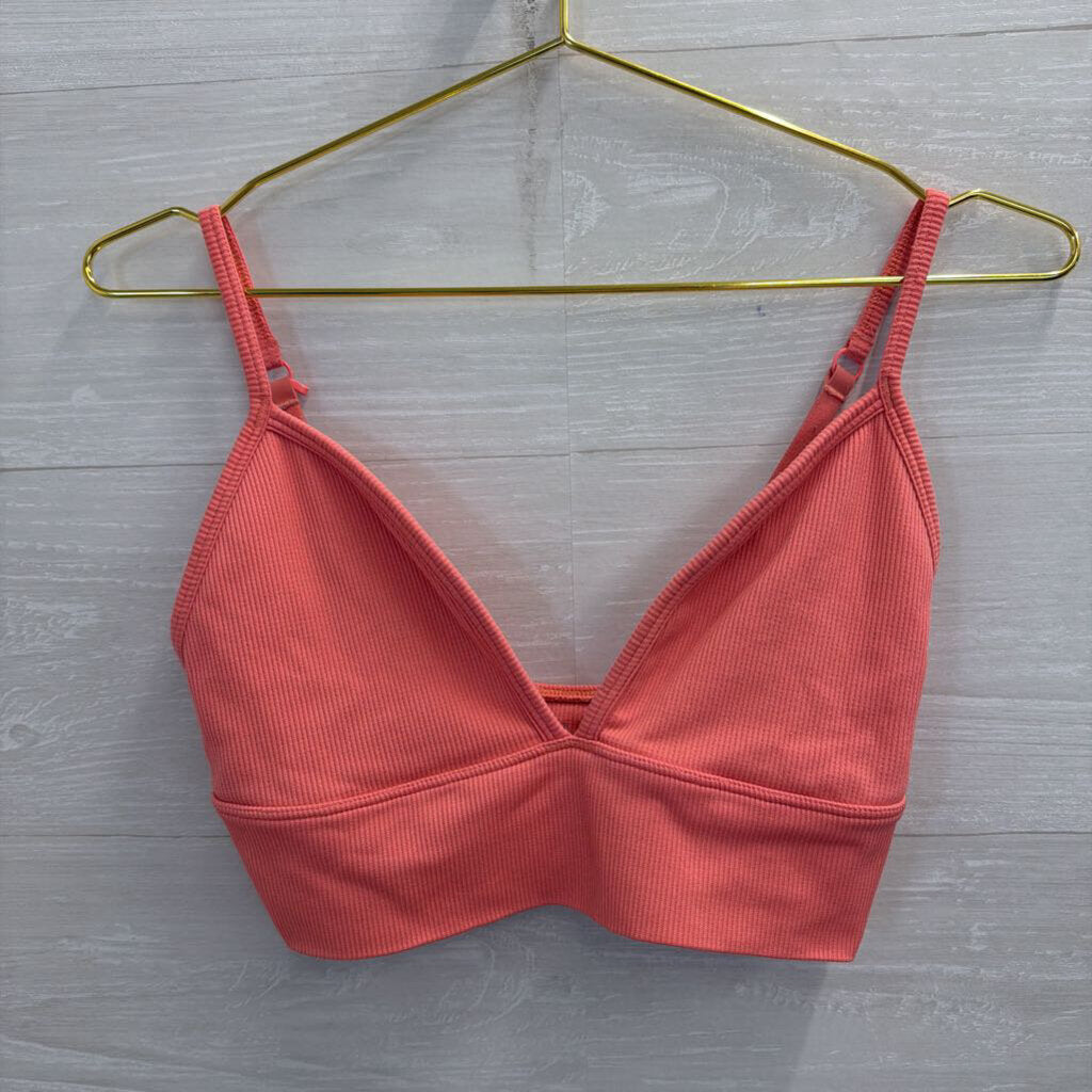 Athleta Pink Ribbed Sports Bra Small