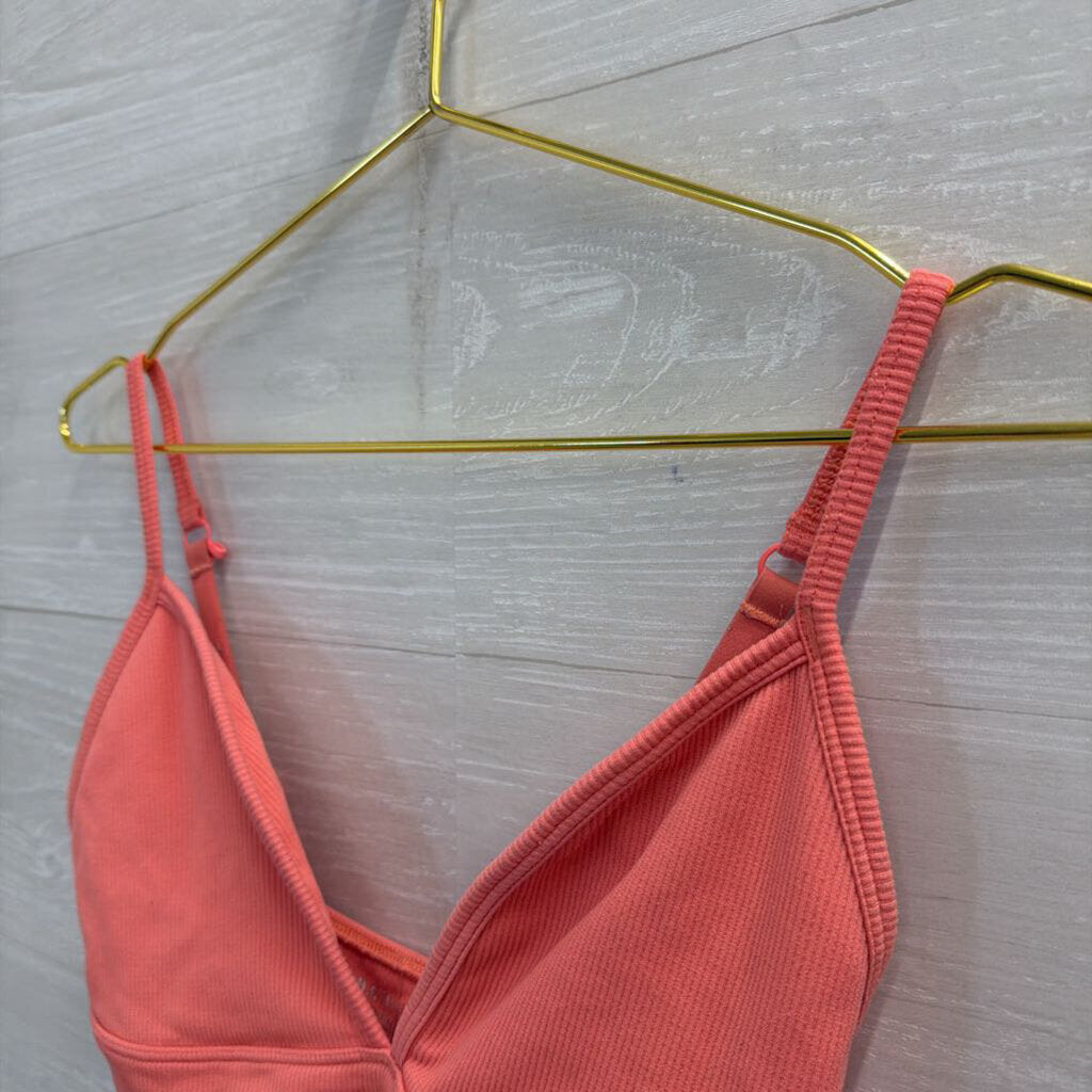 Athleta Pink Ribbed Sports Bra Small