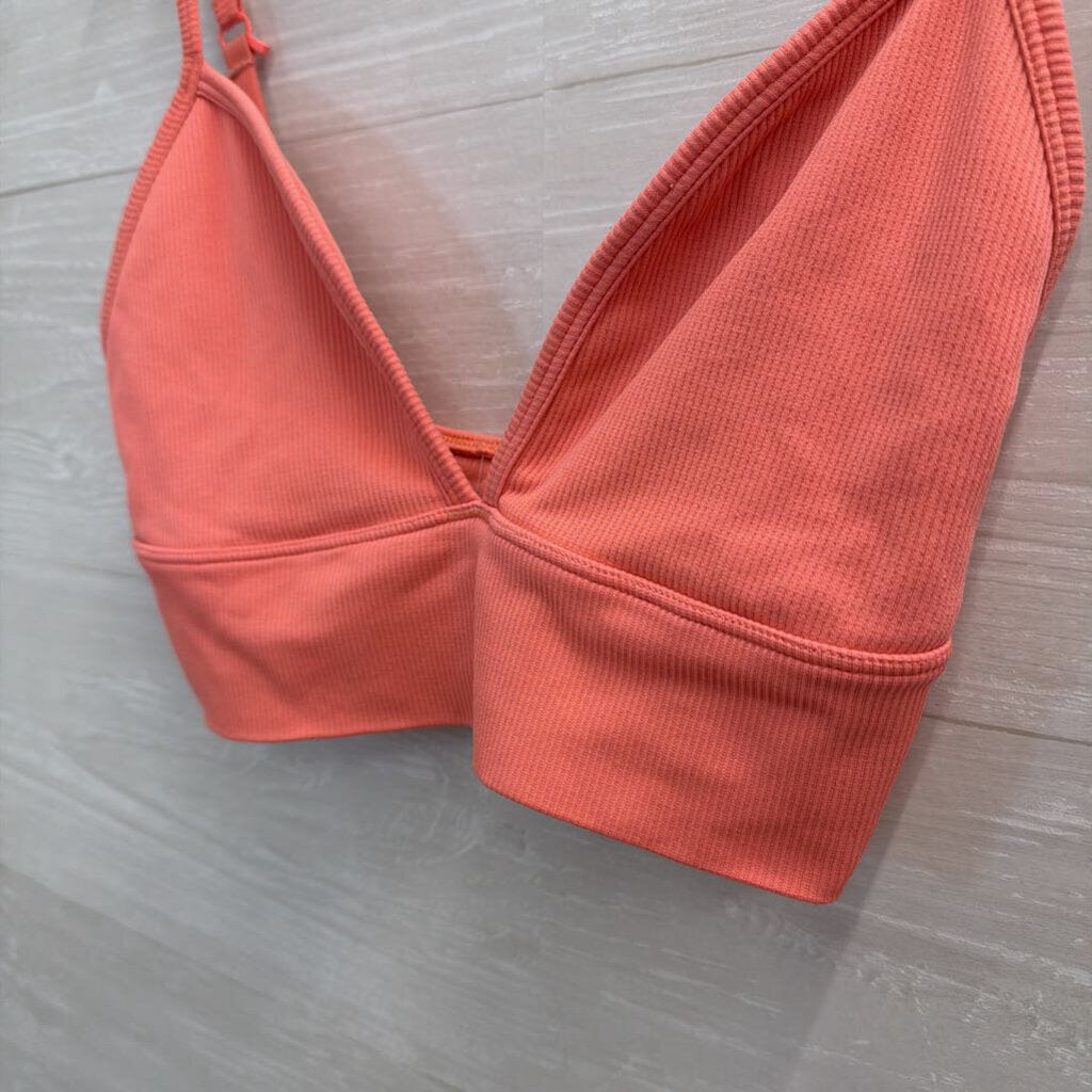 Athleta Pink Ribbed Sports Bra Small