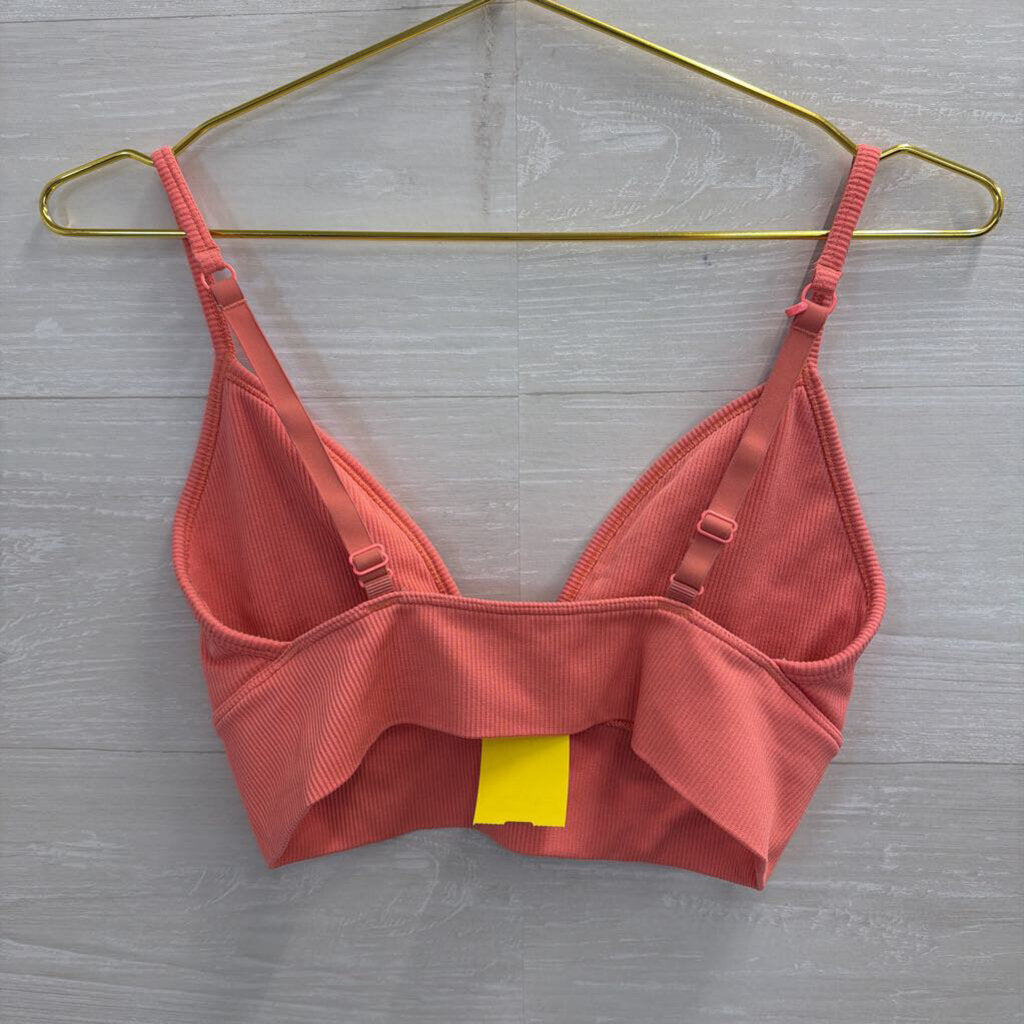 Athleta Pink Ribbed Sports Bra Small
