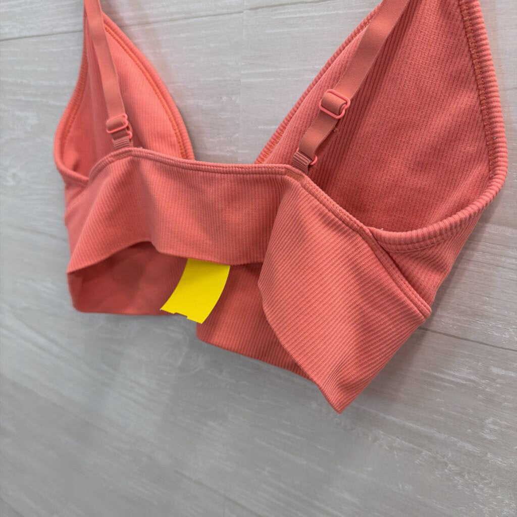 Athleta Pink Ribbed Sports Bra Small