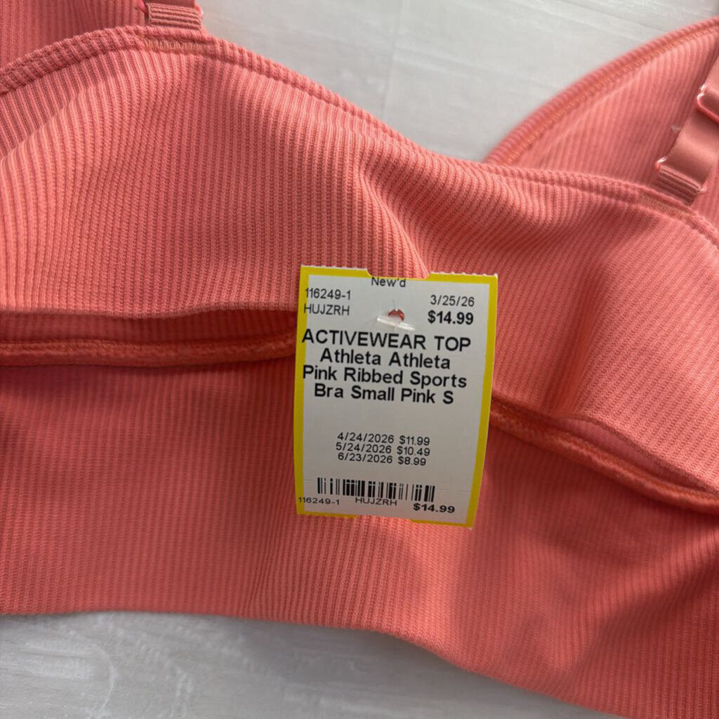Athleta Pink Ribbed Sports Bra Small