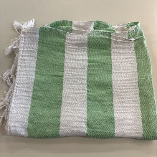 Green/ White Striped Heavy Blanket Scarf