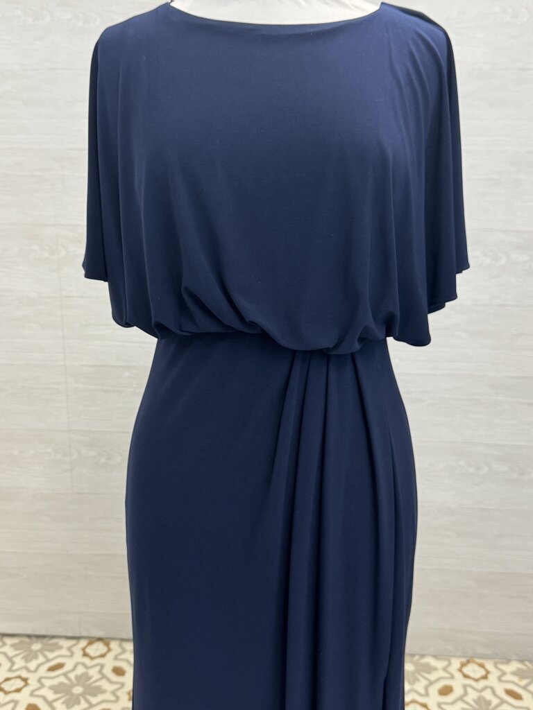 BHLDN Navy Jersey Short Sleeve Long Formal Dress 8