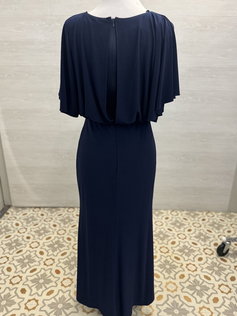 BHLDN Navy Jersey Short Sleeve Long Formal Dress 8