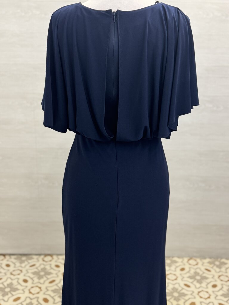 BHLDN Navy Jersey Short Sleeve Long Formal Dress 8