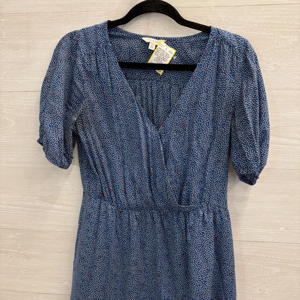 Lucky Brand Blue/ White Print Short Puff Sleeve Dress Small